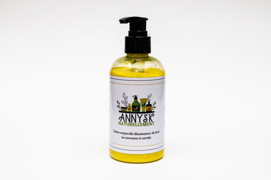 Complexion illuminating body lotion with turmeric and carrot