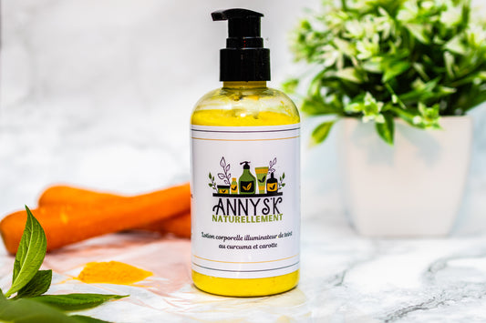 Complexion illuminating body lotion with turmeric and carrot